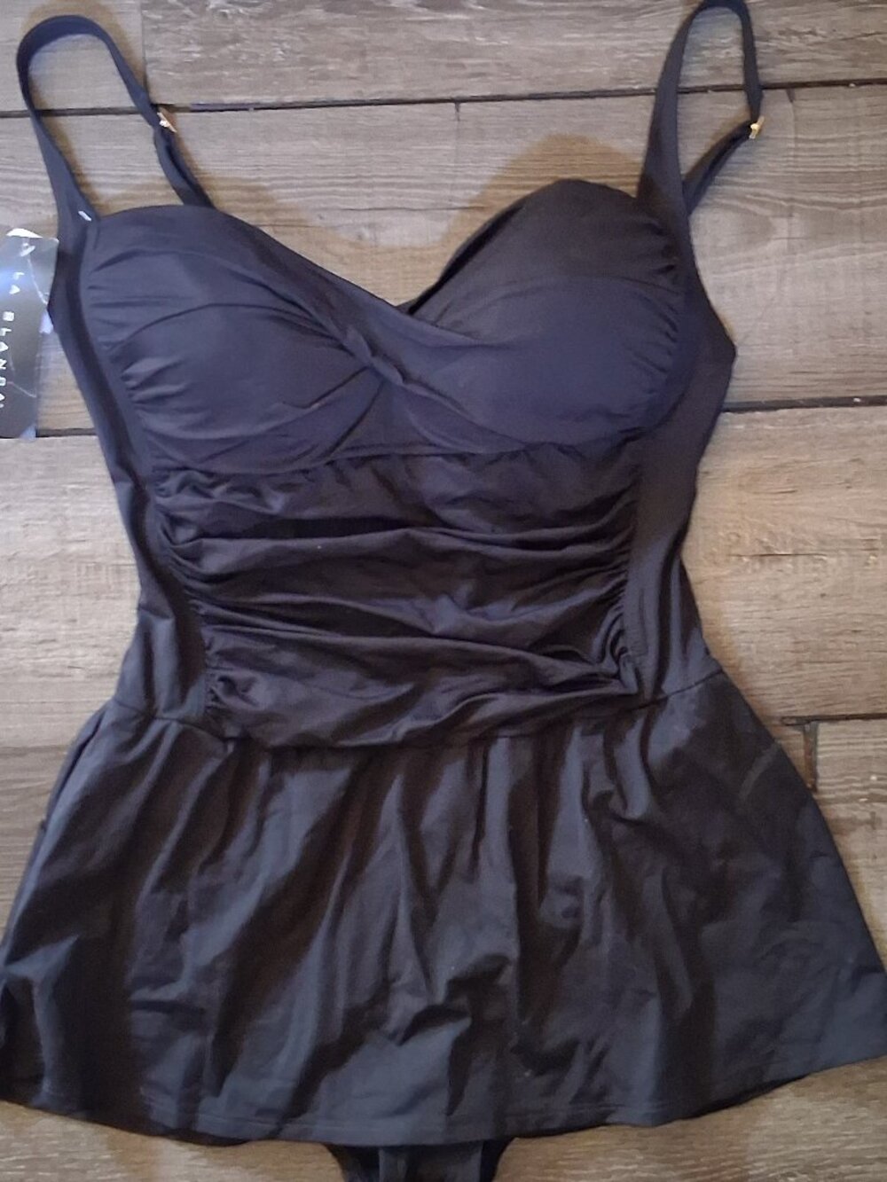 La Blanca Swimdress Black Swimsuit 16 New w/ Tags Island Goddess